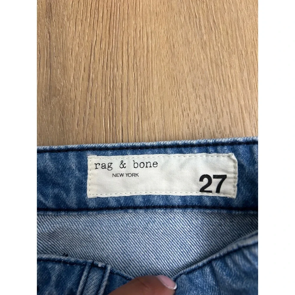 Rag & Bone Nina High-Rise Ankle Cigarette Jeans Poppy Blue Raw Hem  27